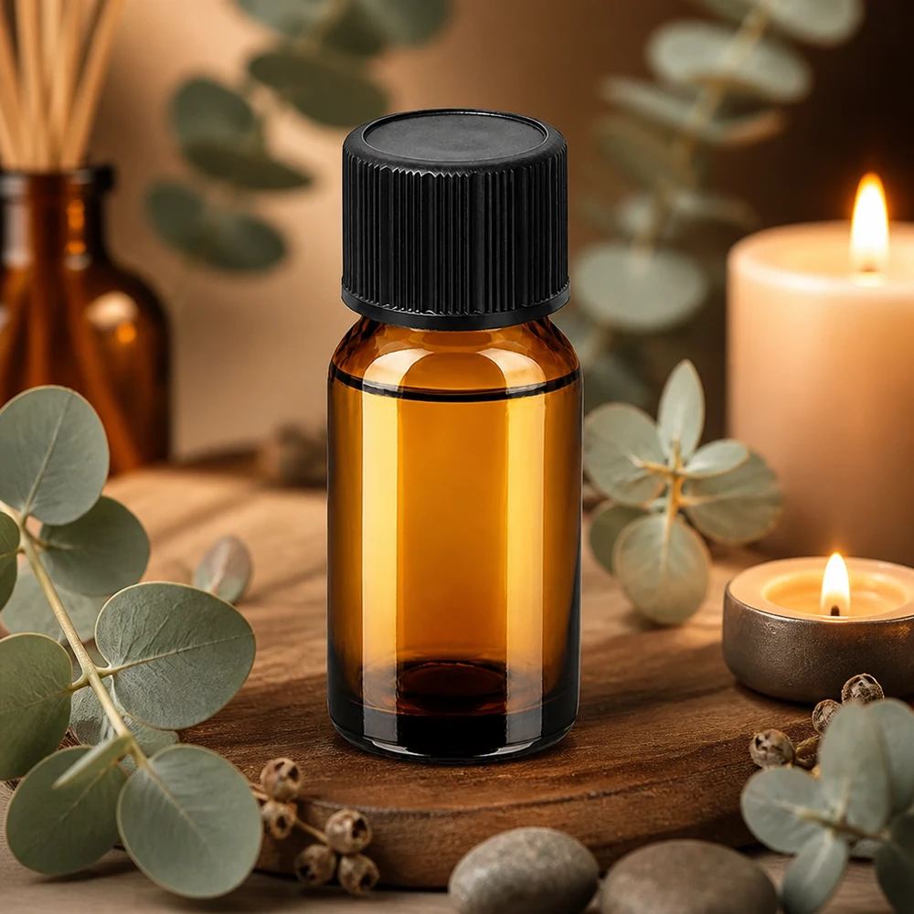Frasco cuentagotas de 10 ml de vidrio ámbar con tapón negro para el almacenamiento seguro de sustancias fotosensibles