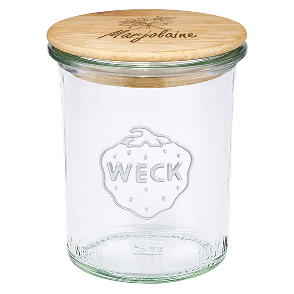 Couvercle en bois "Marjolaine" avec WECK verre plongeant 160 Couvercle en bois "Marjolaine" avec WECK verre plongeant 160