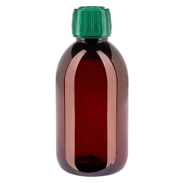 Botella PET 250ml con tapón verde inviolable Botella PET 250ml con tapón verde inviolable