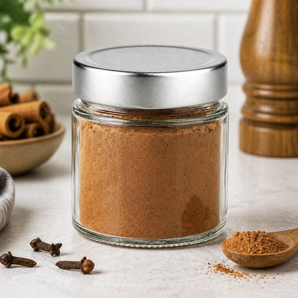 Tarro redondo de 135 ml + tapa BasicSeal plateada profunda UNiTWIST 135ml tarro redondo BasicSeal tapa de plata almacenamiento de especias canela clavo cocina tarro de especias recipiente de almacenamiento