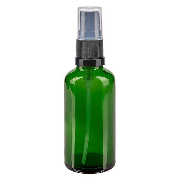 Botella de farmacia verde 50ml pulverizador negro Botella de farmacia verde 50ml pulverizador negro