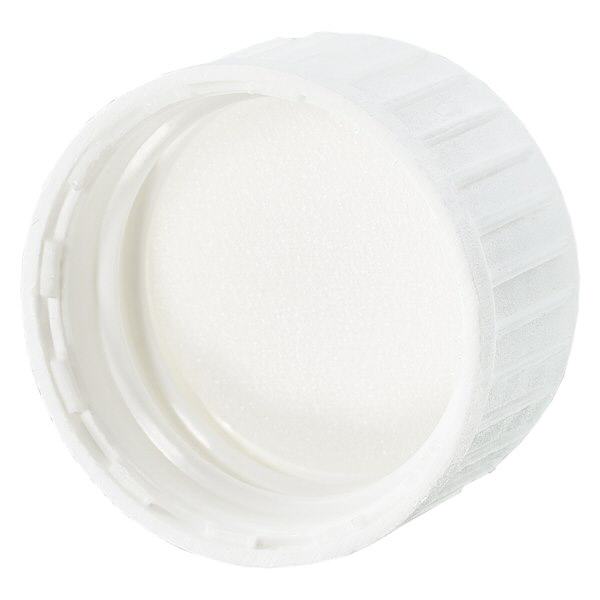 Tapón roscado DIN 22 blanco con inserto de espuma de PE Tapón roscado DIN 22 blanco con inserto de espuma de PE