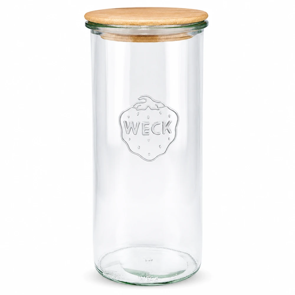 Vasos WECK RR100 de 1500ml con tapa de madera WECK RR100 tarro de conserva 1500ml con tapa de madera tarro de conserva transparente tarro de conserva redondo