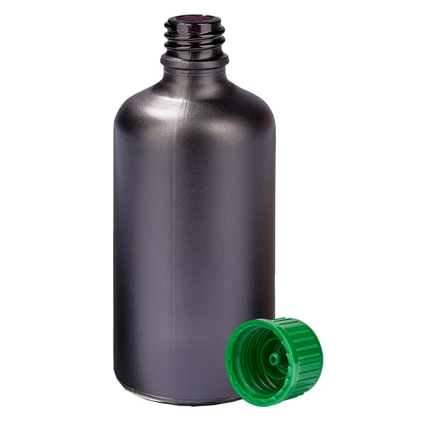 Botella 100ml 11mm tapón rosca verde estándar BlackLine UT18/100 Botella 100ml 11mm tapón rosca verde estándar BlackLine UT18/100