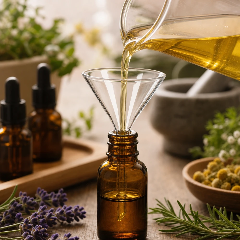 Embudo de borosilicato termorresistente de 55 mm para aromaterapia y decantación de aceites esenciales