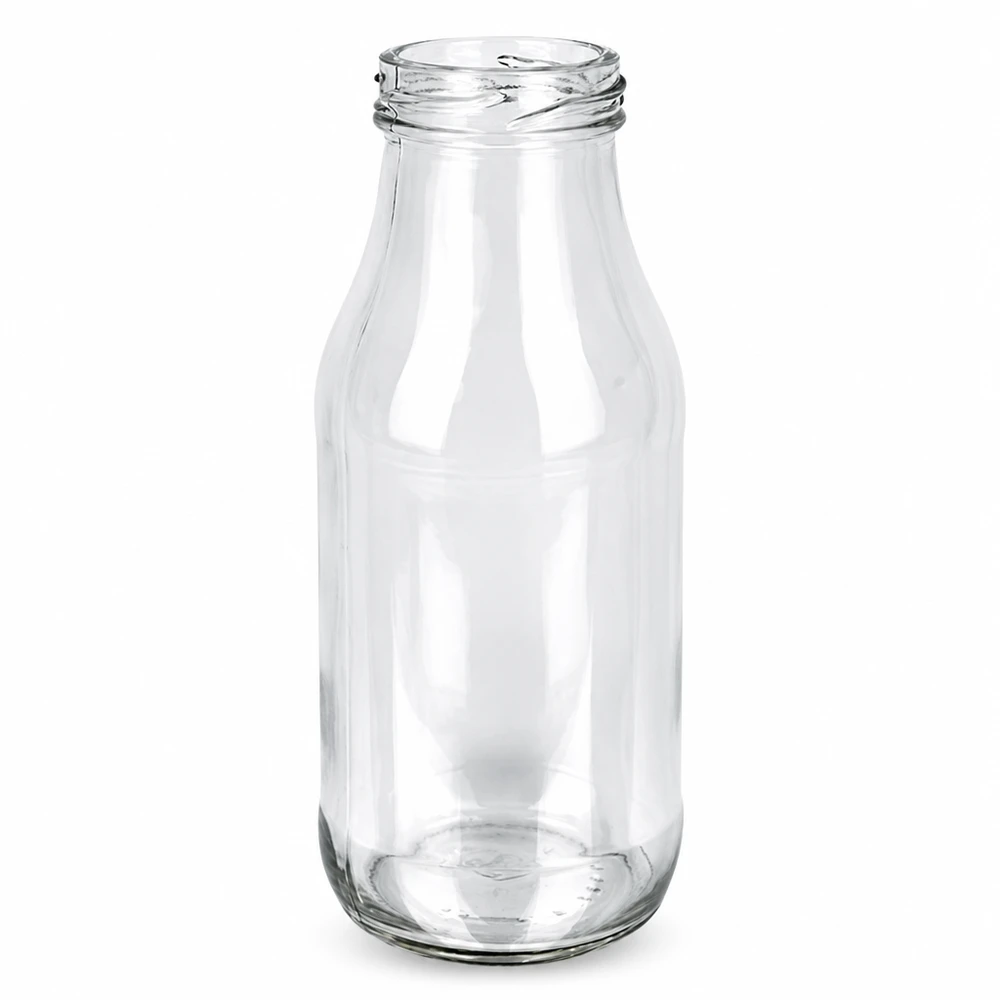 Botella de 263ml sin tapa (TO43) UNiTWIST Botella de vidrio UNiTWIST 263ml transparente con rosca TO43 sin tapa para zumos y bebidas