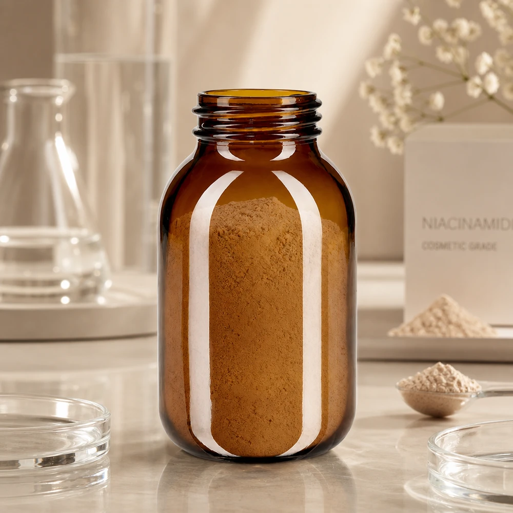 Frasco vacío de 500 ml de vidrio ámbar de cuello ancho para sustancias en polvo y complementos alimenticios