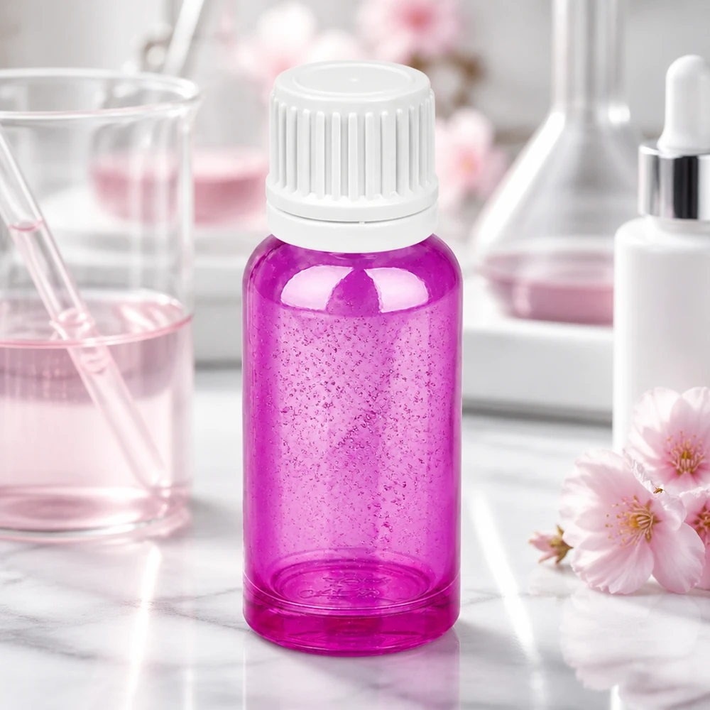 20ml frasco cuentagotas 0.7mm blanco Originalidad cierre de rosca PurpleLine UT18/20 Pequeño frasco cuentagotas de 20 ml en moderno color morado con tapón blanco para una dosificación precisa