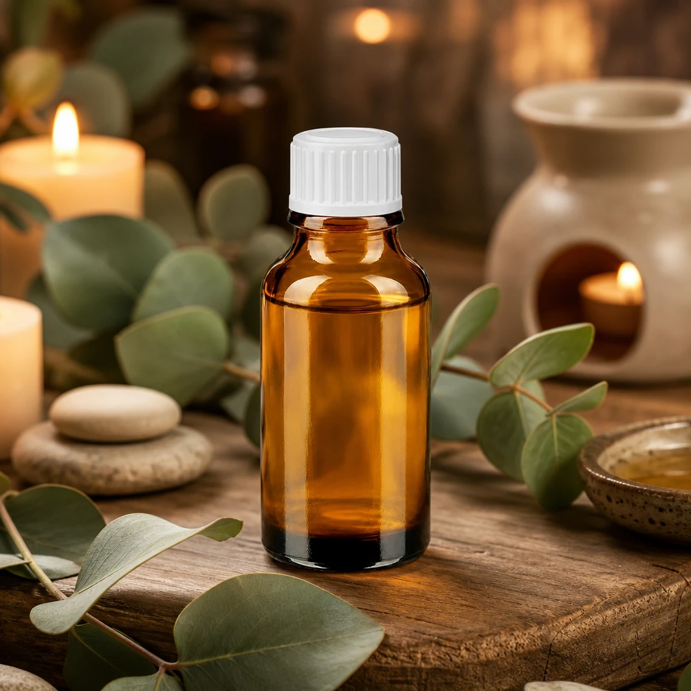 Botella de farmacia marrón 20ml tapón de rosca blanco estándar Botella pequeña de cristal marrón de 20 ml con tapón de seguridad para niños de color blanco, para aceites esenciales