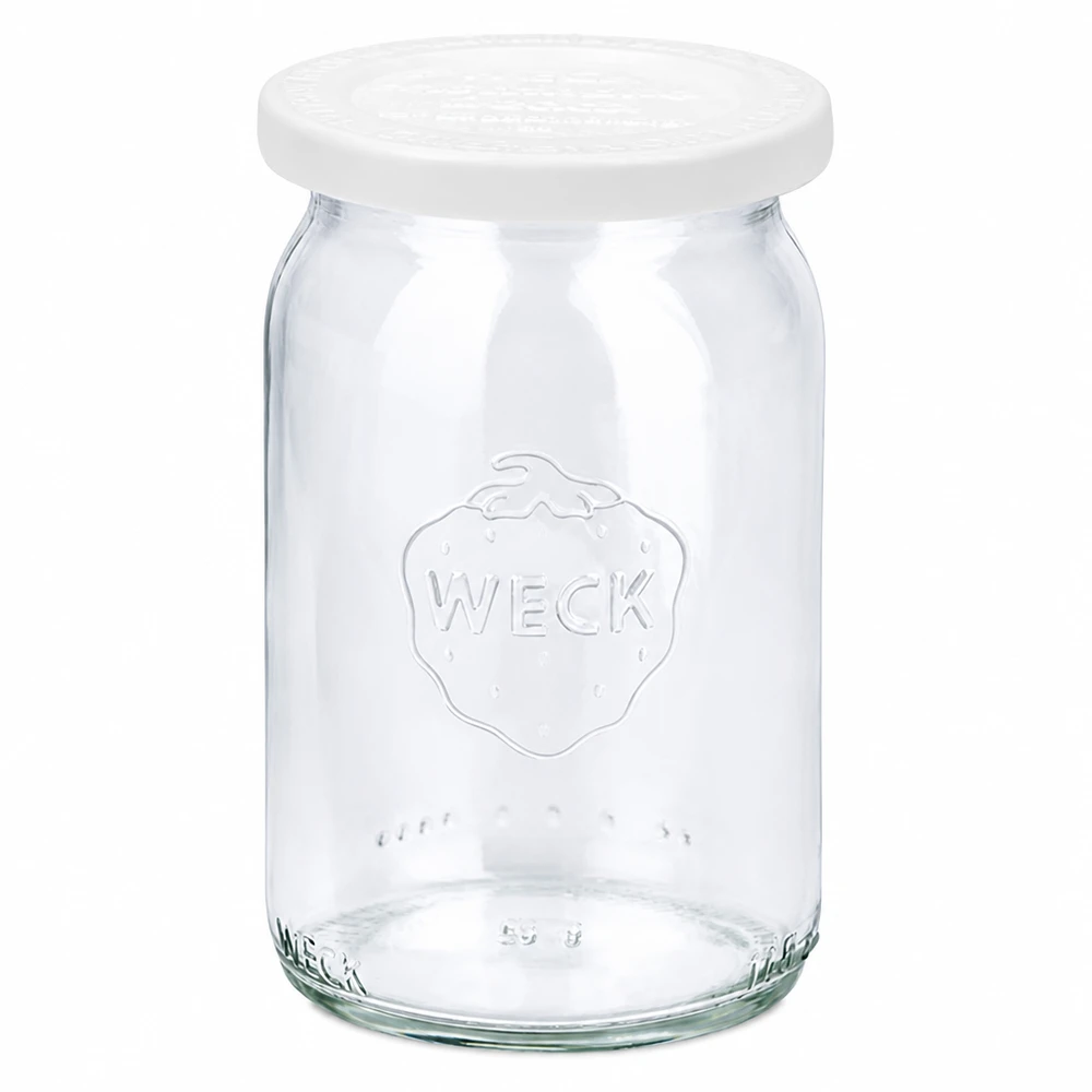 Tarro cilíndrico de 145ml con tapa de frescura WECK RR40 WECK tarro cilíndrico 145ml con tapa blanca frescor RR40 tarro de conserva vacío transparente
