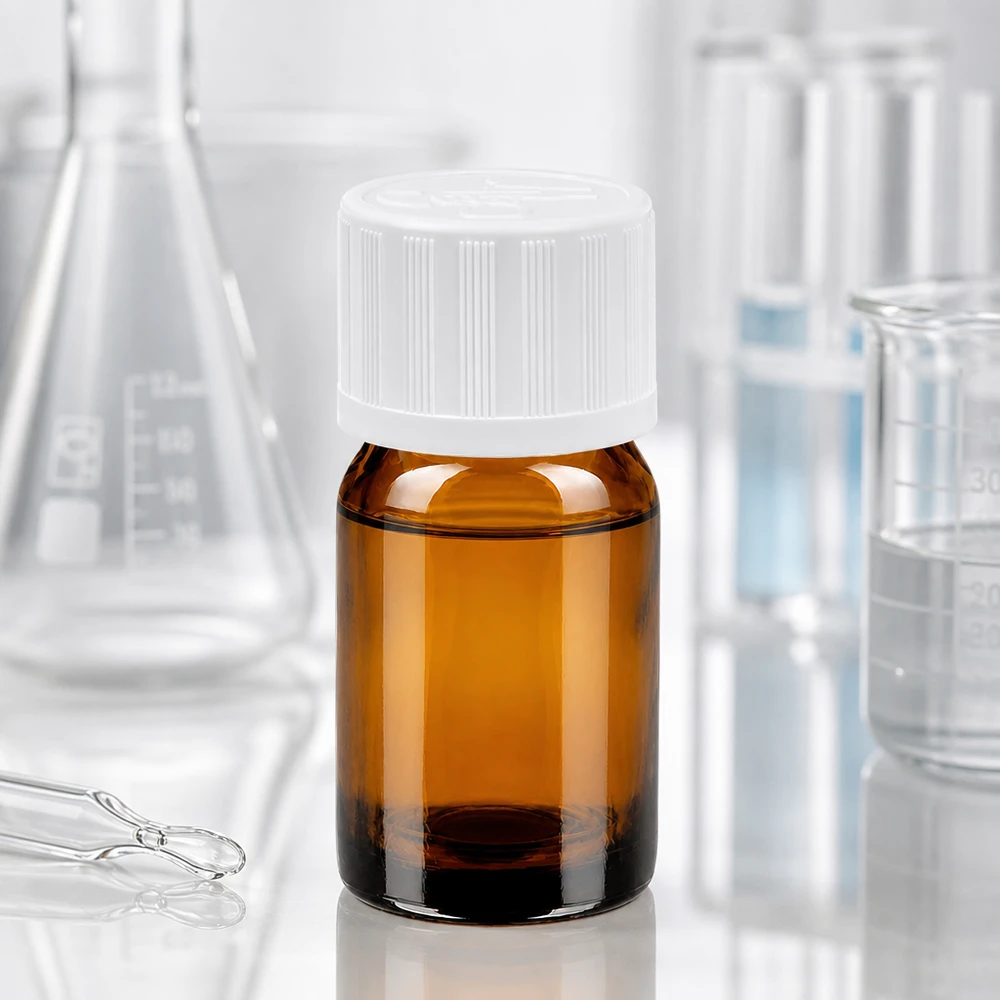Botella 5ml tapón rosca 11mm blanco inviolable BrownLine UT18/5 Frasco de laboratorio de 5 ml de alta calidad fabricado en vidrio ámbar con rosca precisa de 11 mm para aplicaciones científicas
