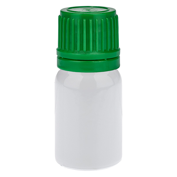 Frasco de 5 ml con tapón de rosca de 11 mm verde, tapón de seguridad WhiteLine UT18/5 Frasco de 5 ml con tapón de rosca de 11 mm verde, tapón de seguridad WhiteLine UT18/5