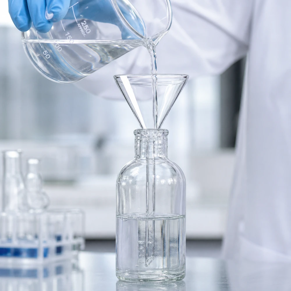 Embudo de cal sodada Ø 70 mm, ángulo de 60°, corto Embudo de vidrio de precisión de 70 mm de diámetro con mango corto para aplicaciones y experimentos profesionales de laboratorio