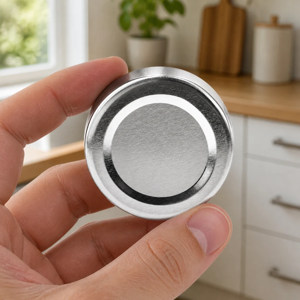 Tapa BasicSeal de 58 mm, color plata (TO58deep) UNiTWIST Mano sujetando una tapa BasicSeal de 58 mm, color plateado, para tarros de conserva TO58deep con cierre UNiTWIST