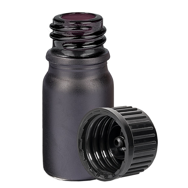 Frasco 5ml 11mm tapón rosca negro estándar BlackLine UT18/5 Frasco 5ml 11mm tapón rosca negro estándar BlackLine UT18/5