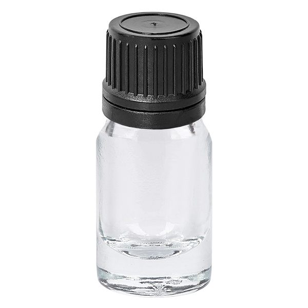 Frasco cuentagotas de 5 ml con tapón inviolable negro de 1 mm ClearLine UT18/5 Frasco cuentagotas de 5 ml con tapón inviolable negro de 1 mm ClearLine UT18/5
