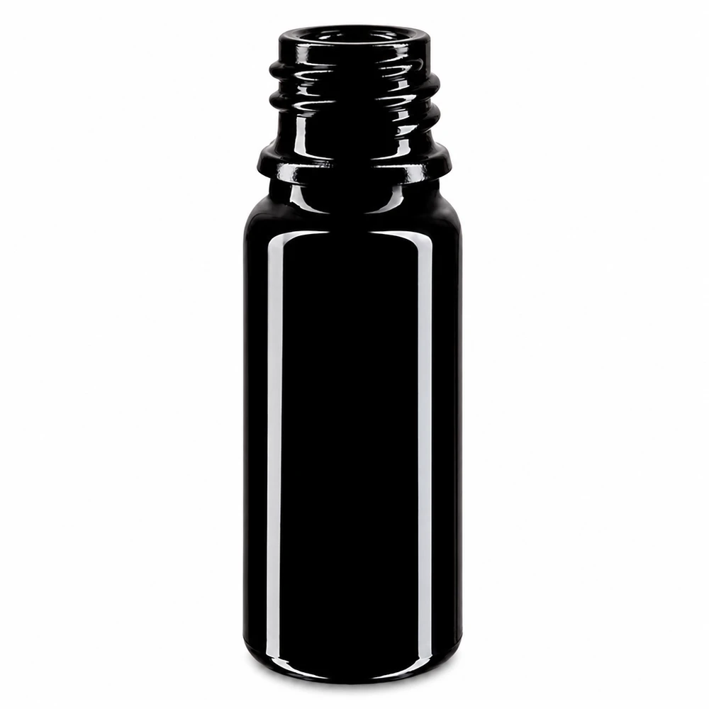 Frasco de vidrio violeta 10ml DIN 18 (Mironglas) Frasco de vidrio violeta 10ml DIN 18 negro brillante para aceites esenciales y cosméticos
