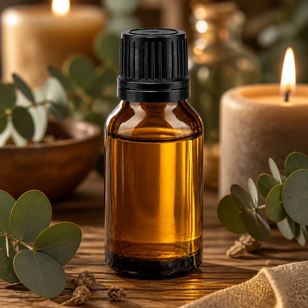 Pequeño frasco de farmacia de vidrio ámbar de 15 ml con tapón de rosca a prueba de niños para aceites esenciales