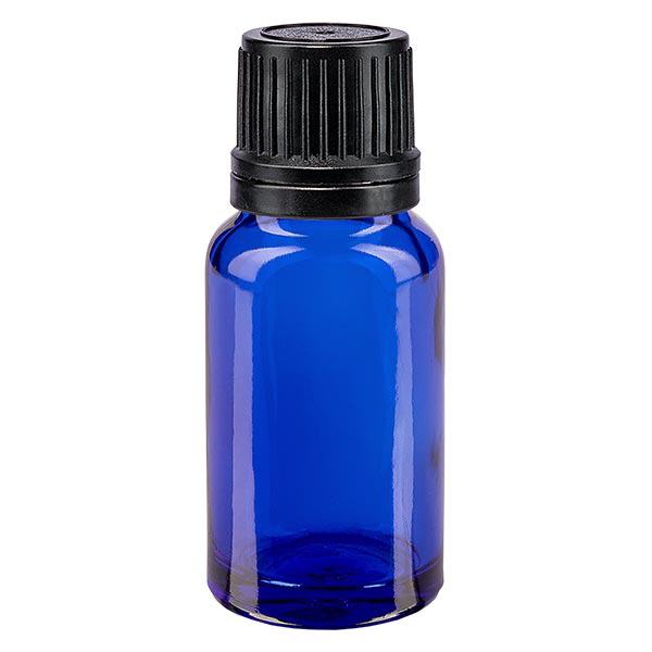 Botella de farmacia azul 10ml tapón cuentagotas anillo vertedor 1mm tapón negro inviolable Botella de farmacia azul 10ml tapón cuentagotas anillo vertedor 1mm tapón negro inviolable