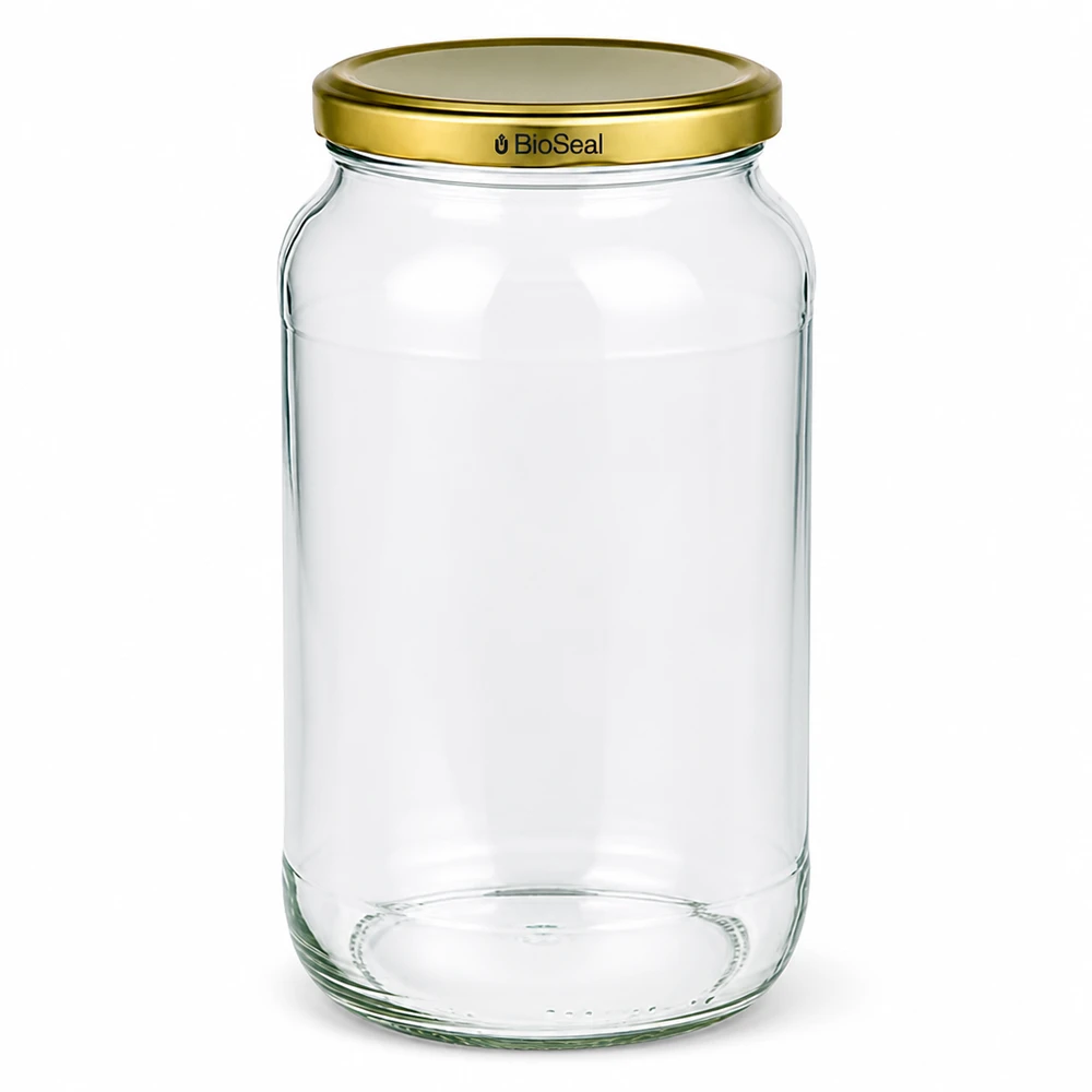 UNiTWIST Runda1062 tarro de conserva con tapa dorada TO82 BioSeal tarro de conserva vacío transparente