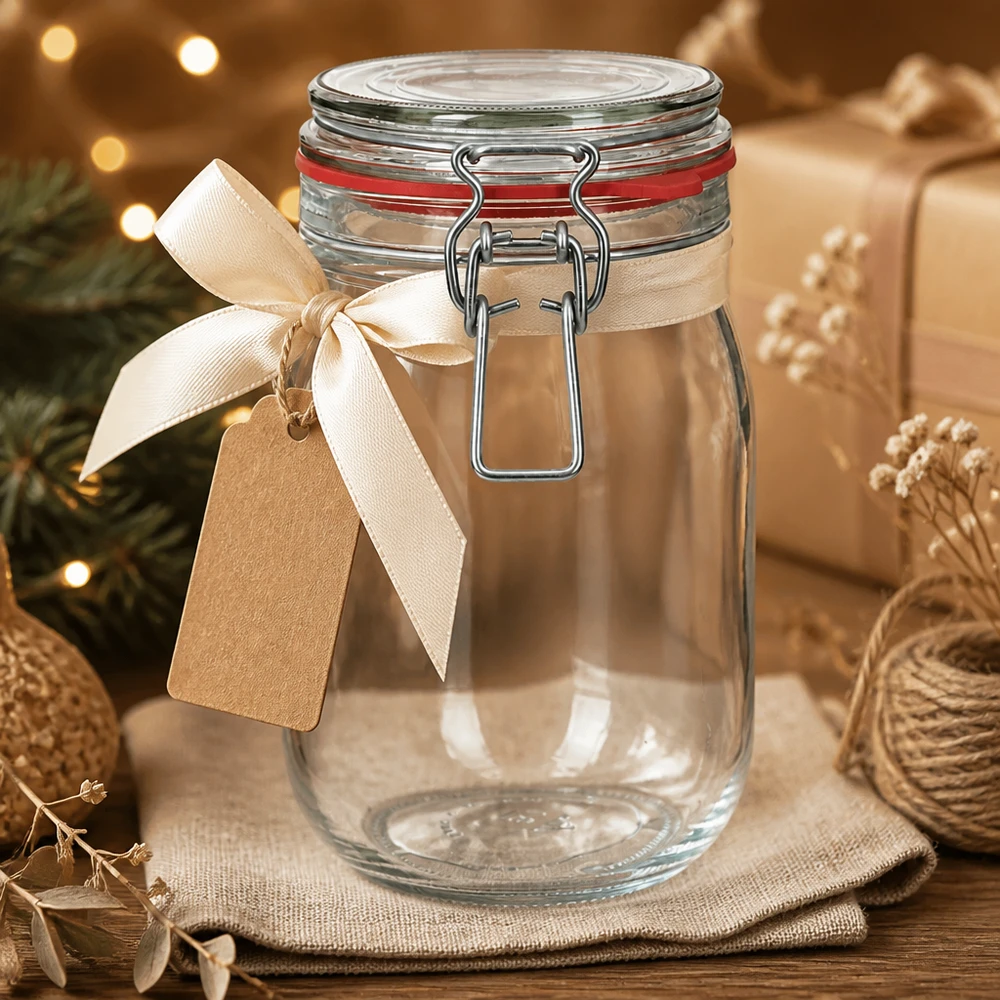 Tarro de almacenamiento vacío de 1140 ml con tapa oscilante como idea de regalo decorativa