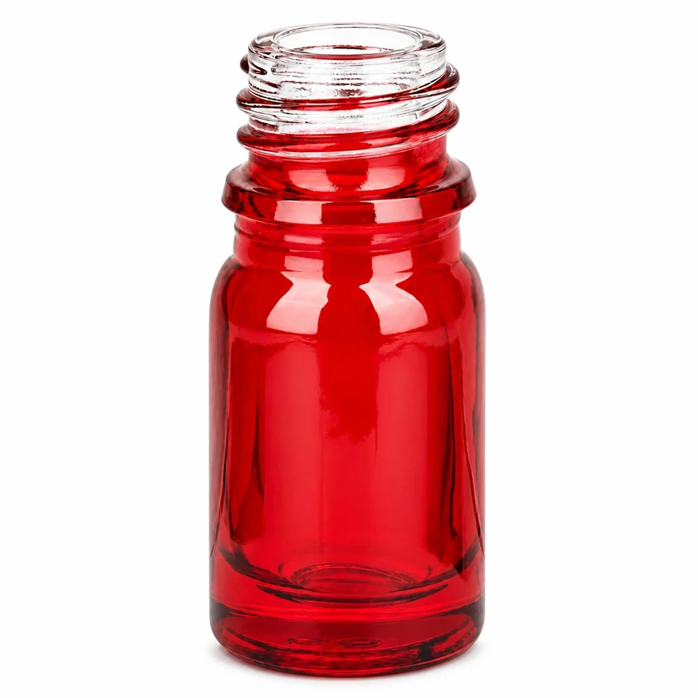 Frasco de farmacia de cristal rojo de 5 ml con rosca UNiTWIST UT18 para un almacenamiento seguro de los medicamentos