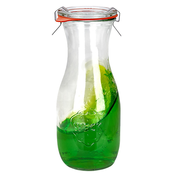 Set de 24 botes de zumo Weck de 530ml con 24 tapas de cristal Set de 24 botes de zumo Weck de 530ml con 24 tapas de cristal
