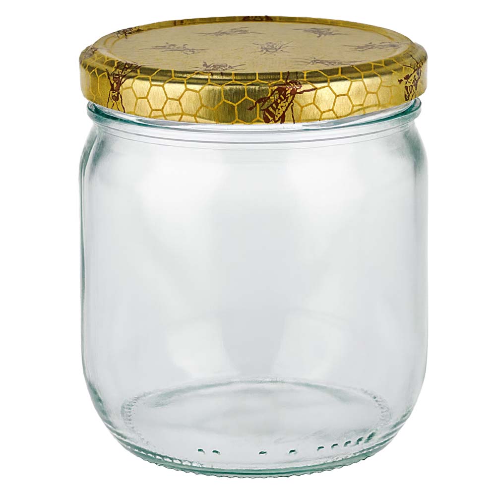 Tarro para miel de 500 g con tapa con diseño de panal BasicSeal UNiTWIST