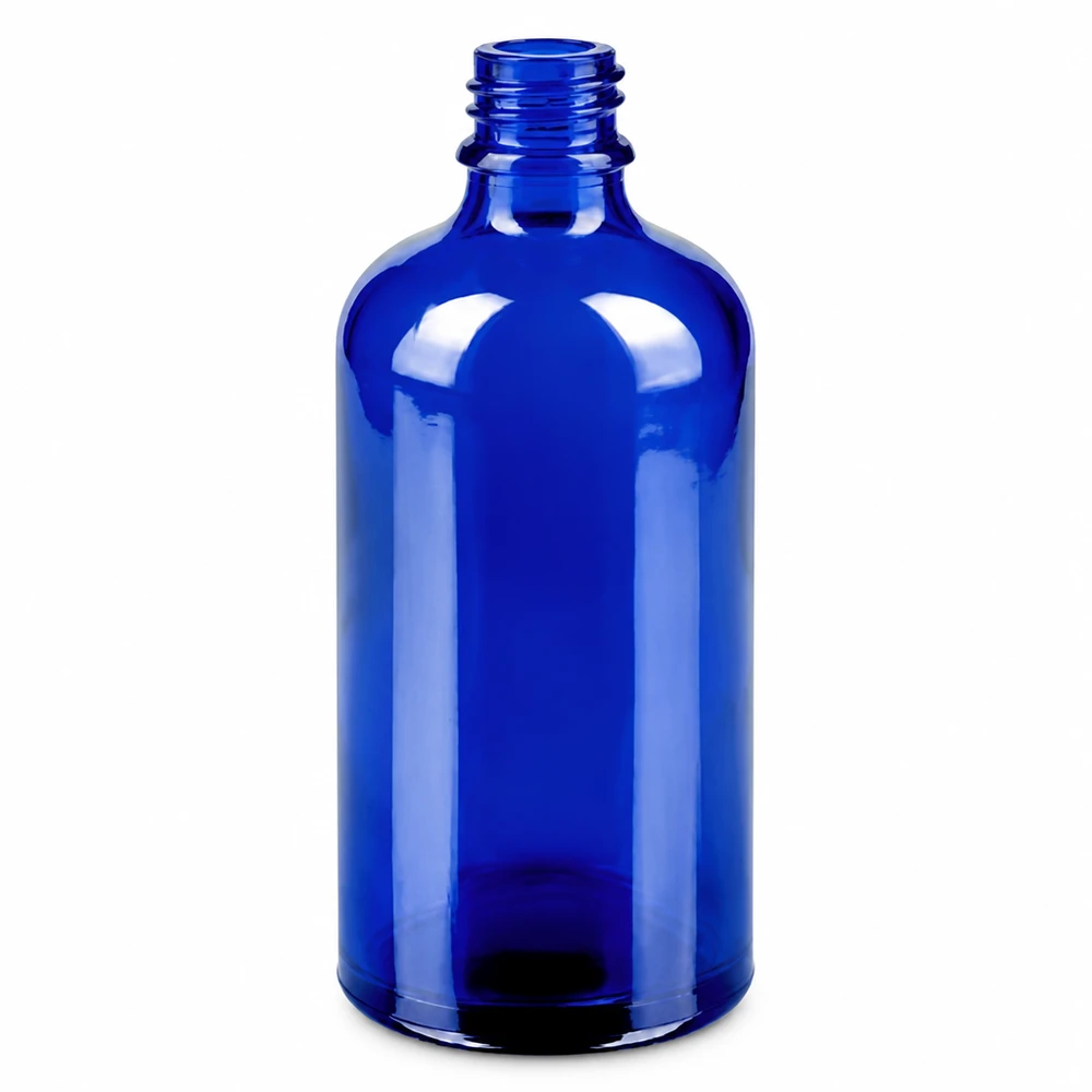 Frasco pulverizador de 100 ml amarillo/transparente con tapón estándar BlueLine UT18/100 Frasco pulverizador de cristal azul de 100 ml con rosca para aceites esenciales y perfumes