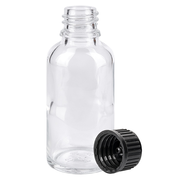 Frasco 30ml 11mm tapón rosca negro estándar ClearLine UT18/30 Frasco 30ml 11mm tapón rosca negro estándar ClearLine UT18/30