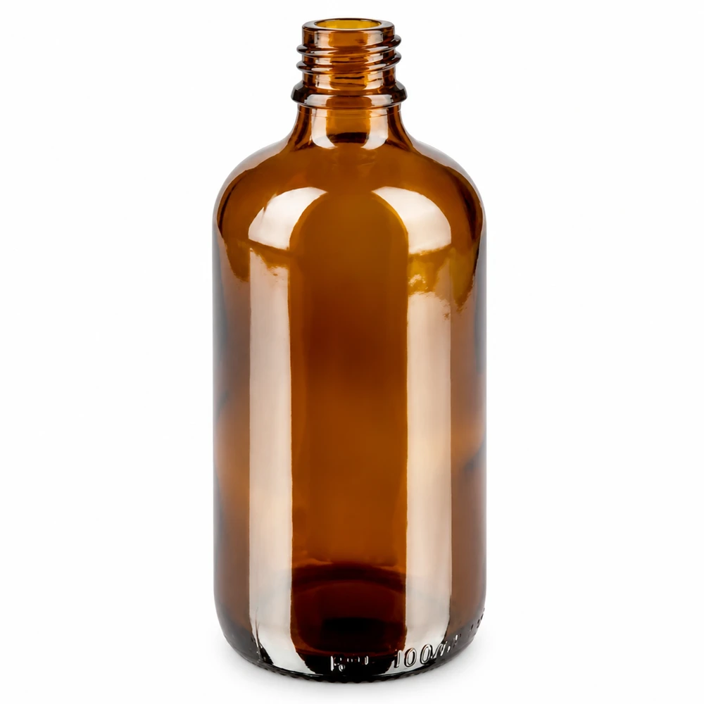Frasco pipeta 100ml cierre inviolable negro BrownLine UT18/100 Frasco pipeta de vidrio ámbar de 100 ml con cuello roscado para laboratorio y uso farmacéutico
