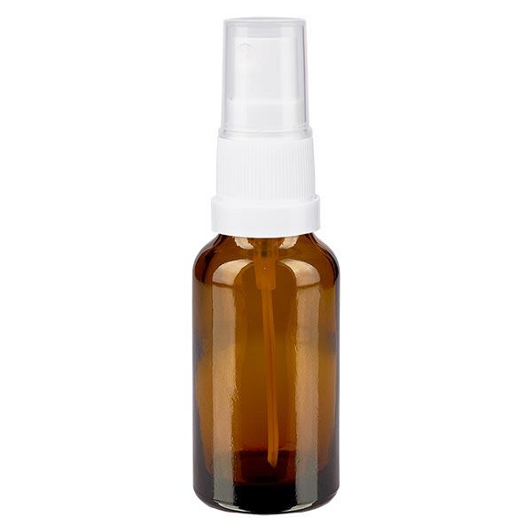 Botella de farmacia marrón 20ml tapón pulverizador blanco Botella de farmacia marrón 20ml tapón pulverizador blanco