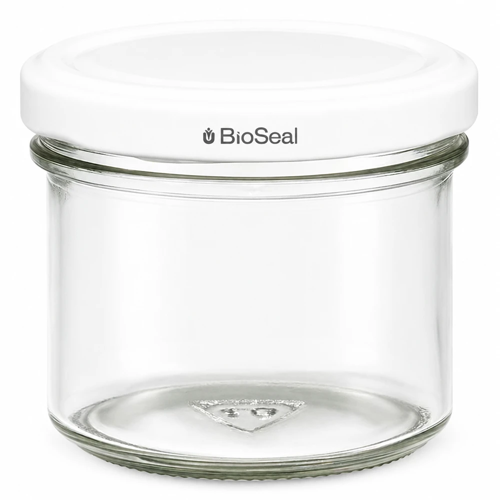 Vaso UNiTWIST 125ml con tapa blanca TO66 BioSeal Tarro para conservas Tarro para mermelada transparente