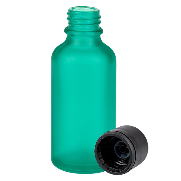 Botella de 50 ml con tapón de rosca de 6 mm negro estándar GreenLine UT18/50 Botella de 50 ml con tapón de rosca de 6 mm negro estándar GreenLine UT18/50