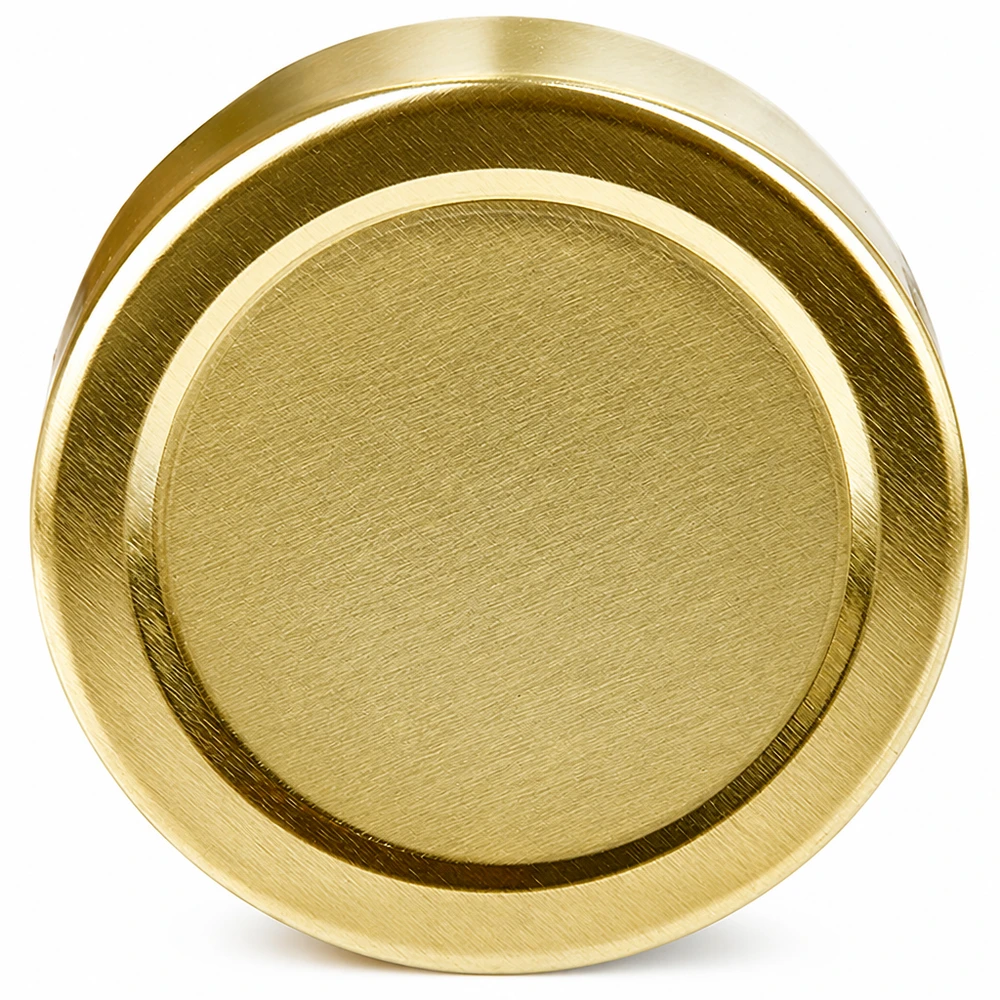 Tapa BasicSeal de 58 mm, color dorado (TO58deep) UNiTWIST Tapa de rosca de 58 mm dorada TO58deep de UNiTWIST, vista superior BasicSeal