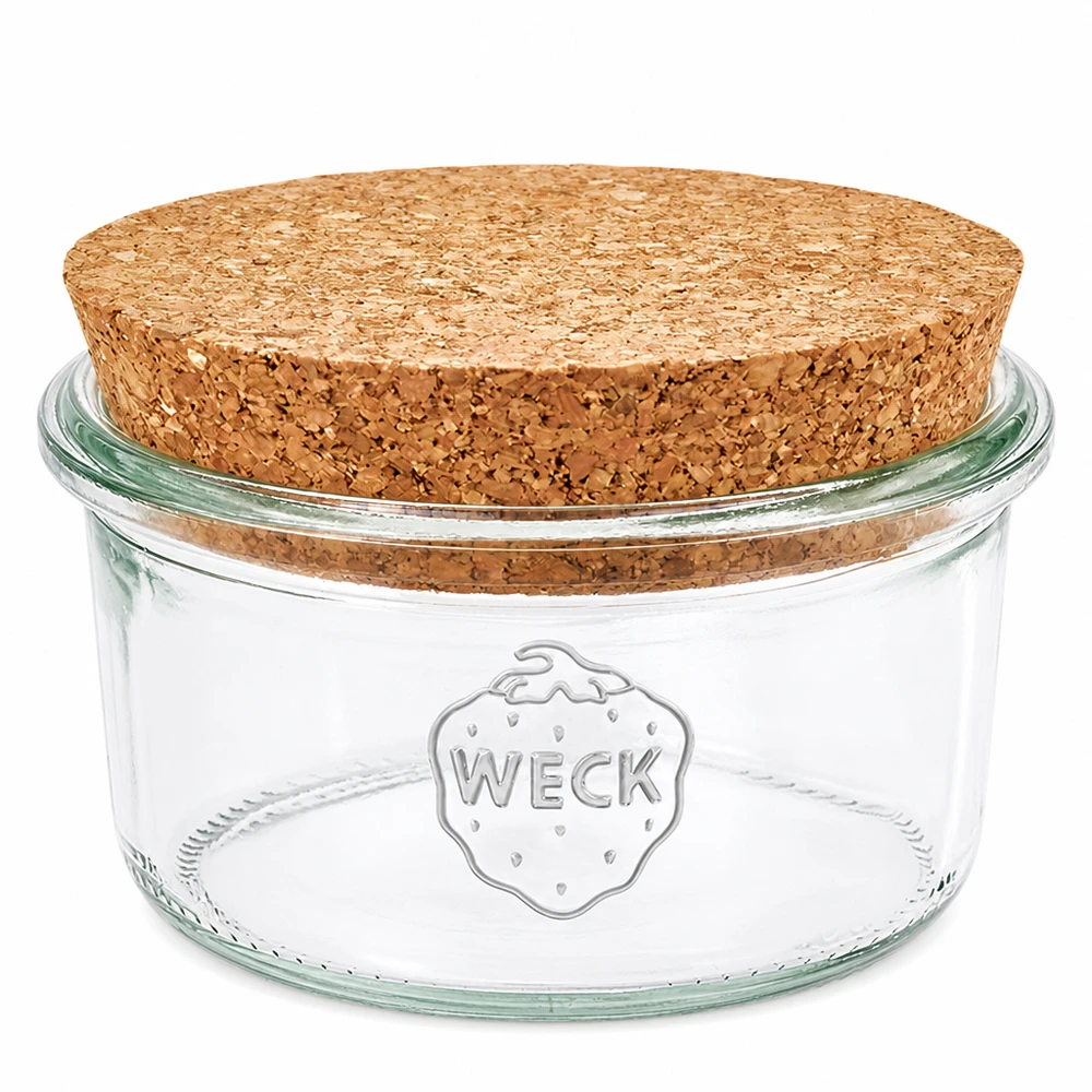 Vaso 165ml WECK RR80 con corcho natural WECK Tarro de cristal transparente RR80 de 165 ml con tapa de corcho natural