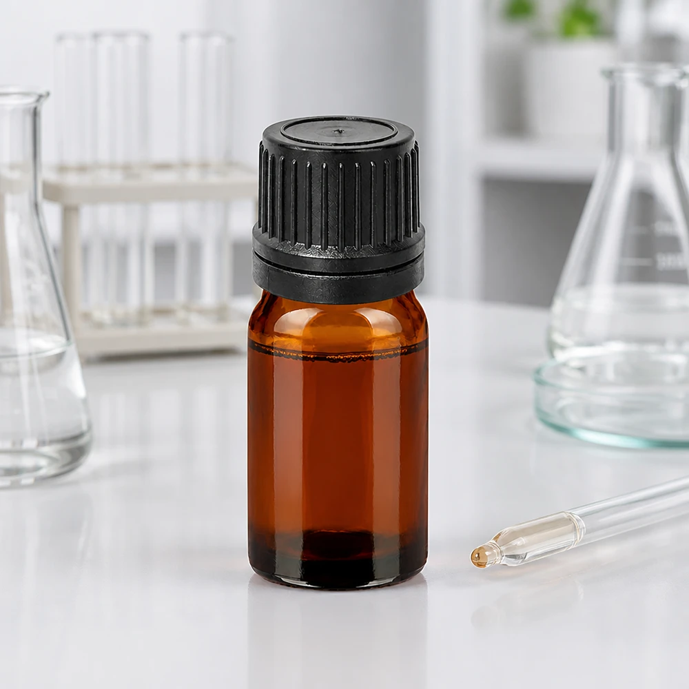 Frasco cuentagotas de 5ml 1mm negro cierre inviolable BrownLine UT18/5 Frasco cuentagotas compacto de 5 ml de vidrio ámbar con protección UV y tapón OV negro para uso en laboratorio
