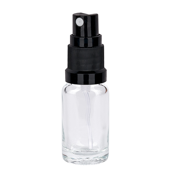 Frasco pulverizador de 10 ml negro con tapón estándar ClearLine UT18/10 Frasco pulverizador de 10 ml negro con tapón estándar ClearLine UT18/10