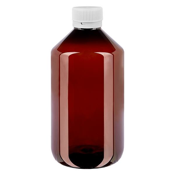 Botella PET 500ml con tapón inviolable blanco, estriado Botella PET 500ml con tapón inviolable blanco, estriado
