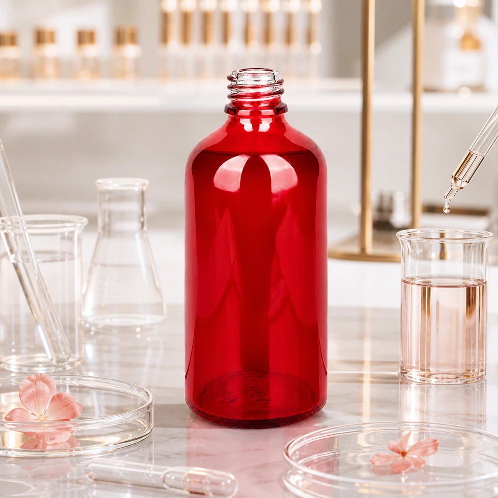 Botella de farmacia de 100ml RedLine UT18/100 UNiTWIST Frasco de farmacia RedLine de 100 ml de alta calidad fabricado en vidrio resistente para el laboratorio y la industria cosmética