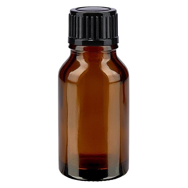 Botella de farmacia marrón 15ml tapón cuentagotas 1mm negro estándar Botella de farmacia marrón 15ml tapón cuentagotas 1mm negro estándar