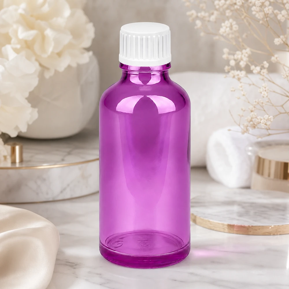 Frasco cuentagotas de 50 ml con abertura de precisión de 0,9 mm en color morado para dispensar gotas con exactitud
