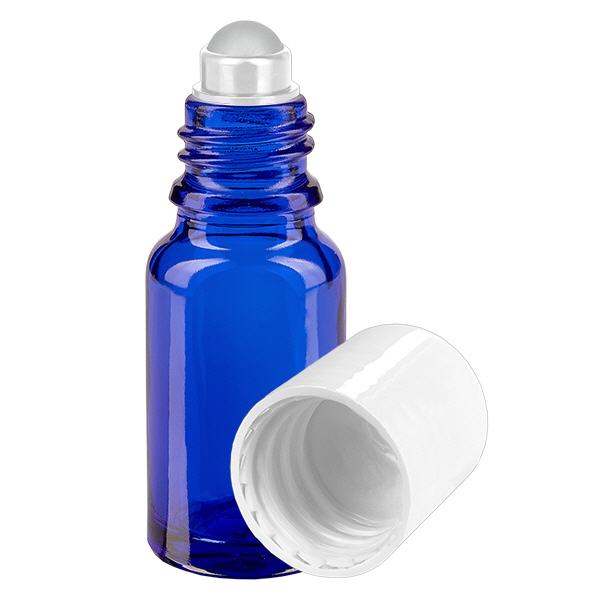 Botella de farmacia azul 10ml tapón roll-on blanco Botella de farmacia azul 10ml tapón roll-on blanco