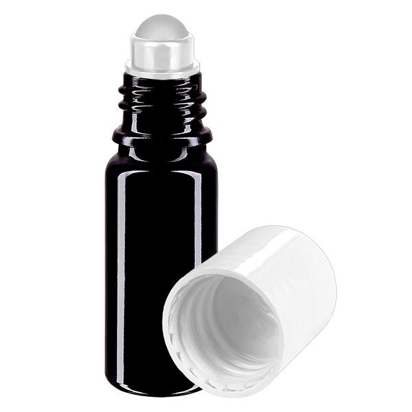 Botella de farmacia violeta 10ml tapón roll-on blanco Botella de farmacia violeta 10ml tapón roll-on blanco