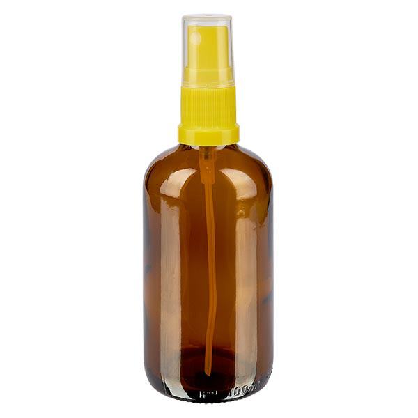 Botella de farmacia marrón 100ml spray accesorio amarillo Botella de farmacia marrón 100ml spray accesorio amarillo