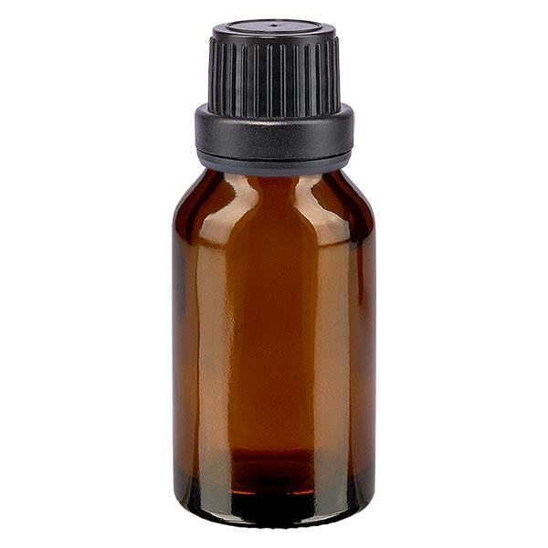 Botella de farmacia marrón 15ml tapón rosca negro inviolable Botella de farmacia marrón 15ml tapón rosca negro inviolable