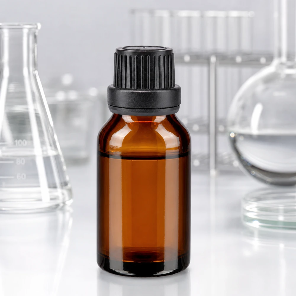 Botella de farmacia marrón 15ml tapón cuentagotas anillo vertedor 2mm tapón inviolable negro Frasco de farmacia de vidrio ámbar de 15 ml con gotero negro, dosificación de precisión de 2 mm y protección UV