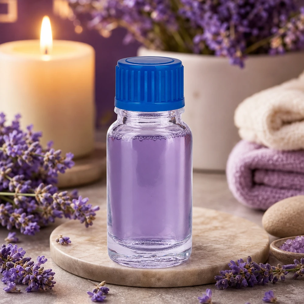 Botella 10ml tapón rosca 11mm azul estándar ClearLine UT18/10 Frasco de aceite de lavanda ClearLine UT18/10 de 10 ml con tapón de rosca azul de 11 mm para aromaterapia y spa