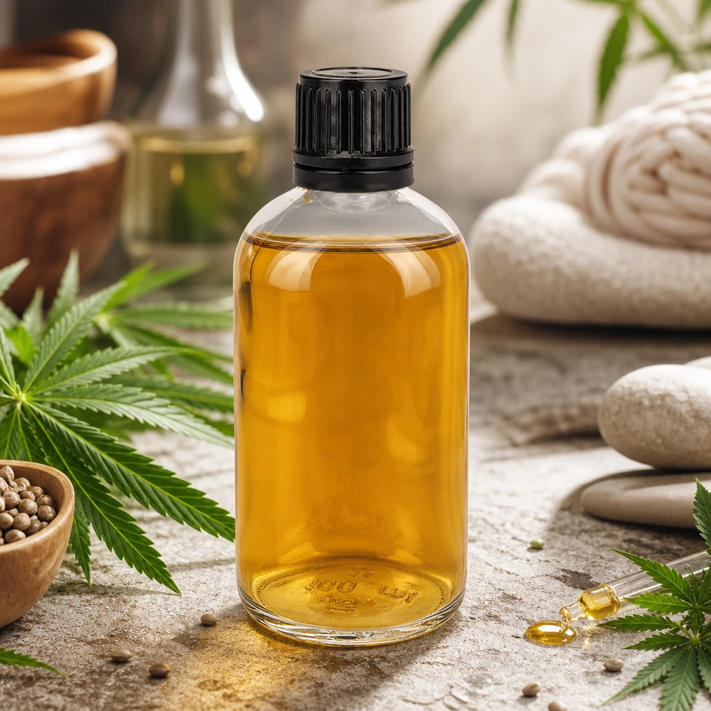 Frasco transparente de 100 ml de vidrio borosilicato con cuello estrecho de 8 mm para glóbulos y aceite de CBD