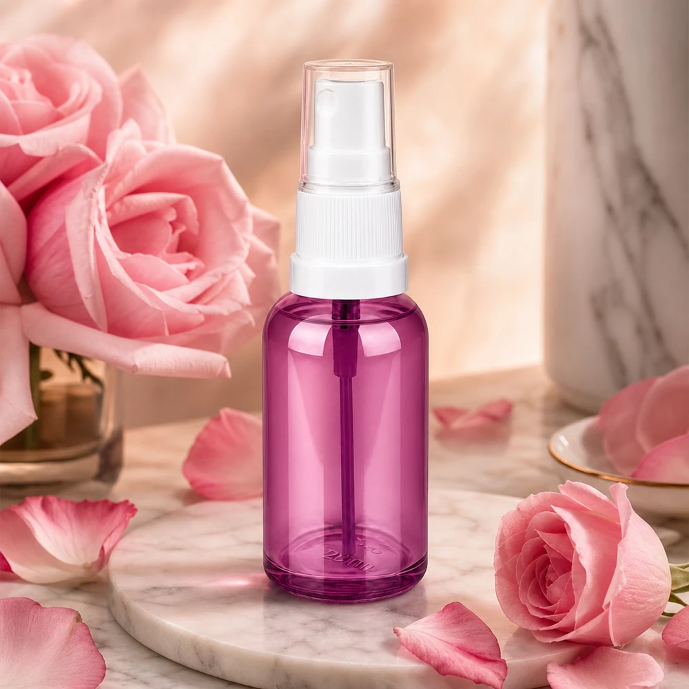 Frasco cuentagotas de 30 ml blanco/transparente Standard PurpleLine UT18/30 Pequeño pulverizador de 30 ml con atomizador blanco ideal para agua de rosas y spray facial